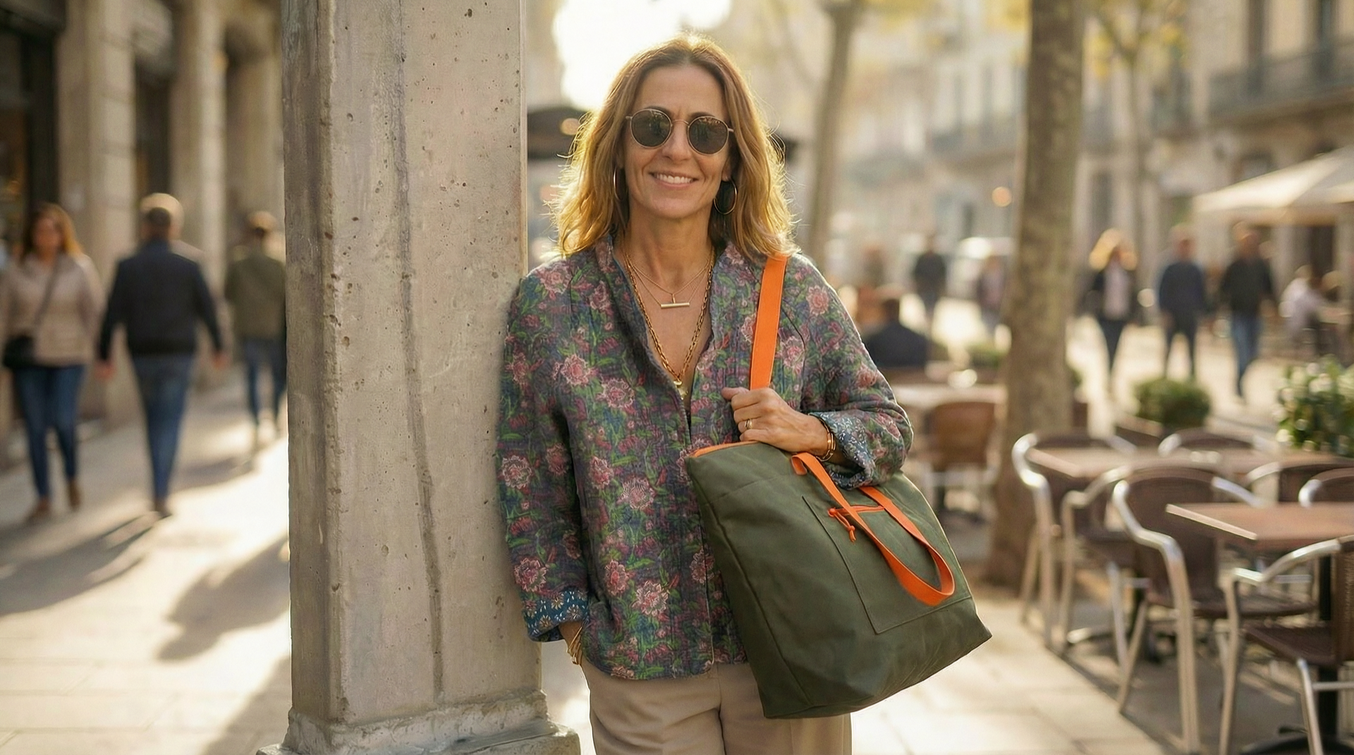 Mise en scène lifestyle urbaine sac textile